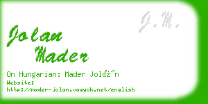 jolan mader business card